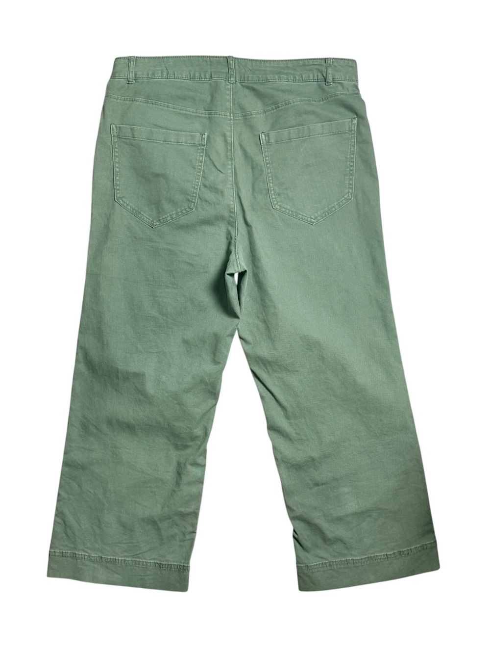 Old Navy Wide Leg Crop Pants Women’s 12 Sage Green Stretch Chino - Picture 3 of 8